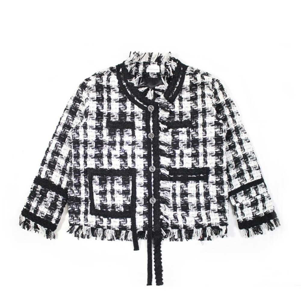 Charlie Luciano Style Woven Plaid Short Jacket